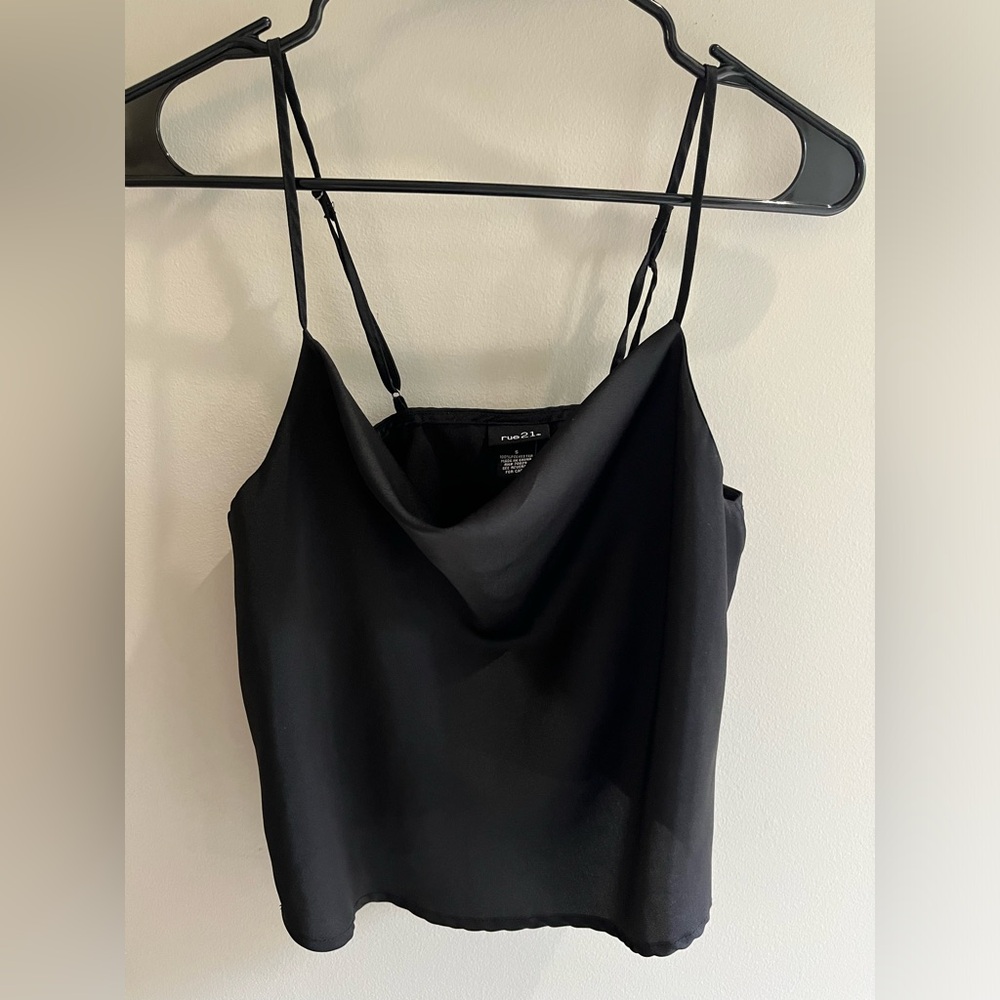 Black cowl neck top